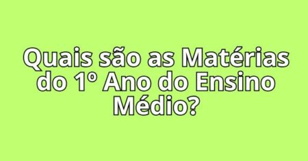 Quais são as Matérias do 1º Ano do Ensino Médio?