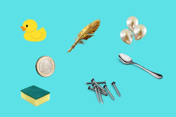 imagem com materiais que afunda e não afunda