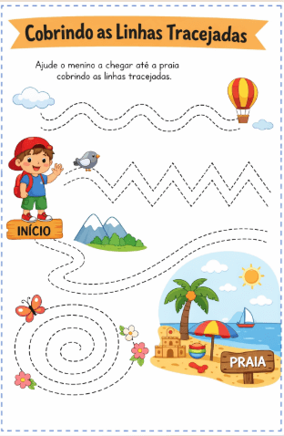 atividade aluno com autismo cobrir linhas tracejadas