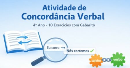 10 Exercícios Atividade de Concordância Verbal 4º Ano em PDF