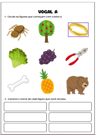 atividade para alunos com autismo vogal