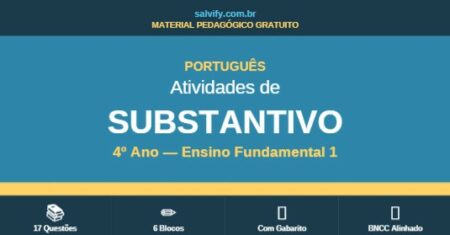 Baixe Atividades de Português do 4º Ano Sobre Substantivo