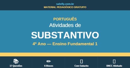 Atividades de Português para o 4º Ano Sobre Substantivo