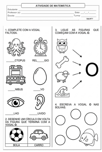 atividades de alfabetizacao vogais