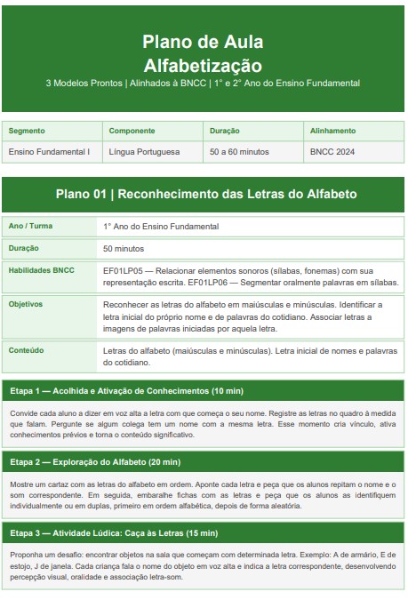 Plano de Aula Alfabetização: Modelos Prontos Para Baixar
