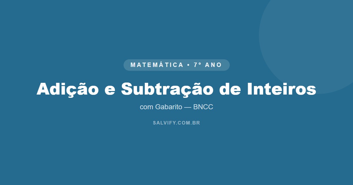 capa do artigo adição e subtração de inteiros 7º ano