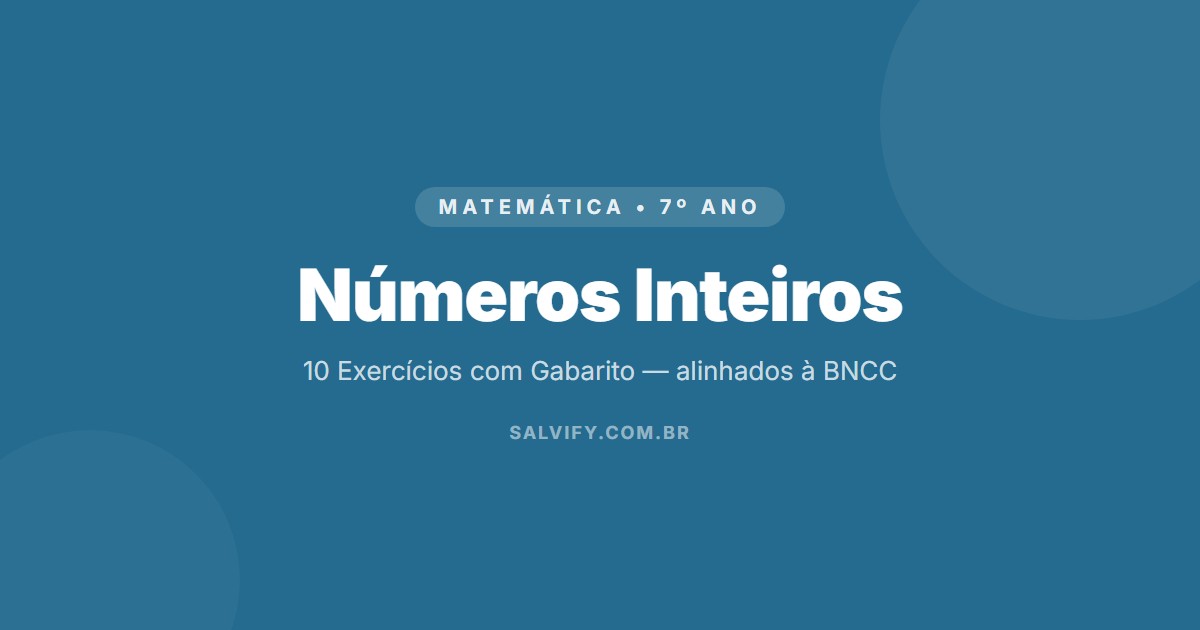 exercícios de números inteiros 7º ano