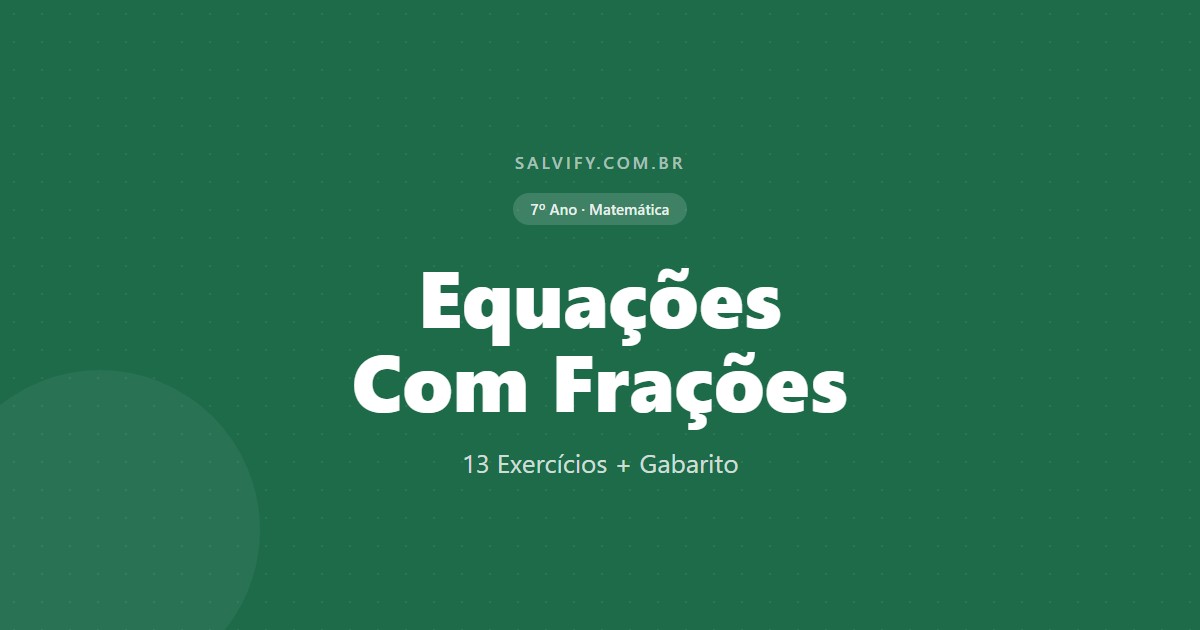 capa do artido exercícios de equações com frações 7 ano