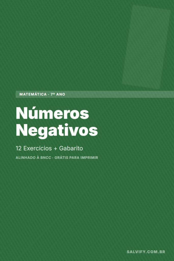 exercícios de números negativos 7º ano pinterest exercícios matemática