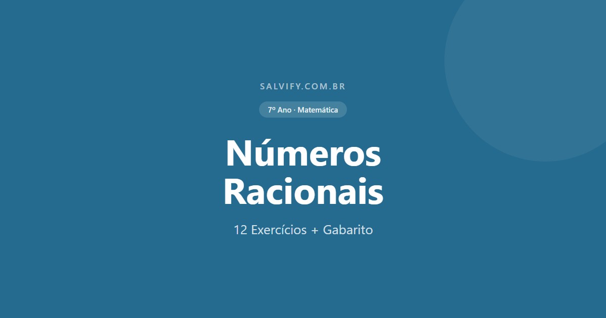 capa artigo exercícios de números racionais 7 ano