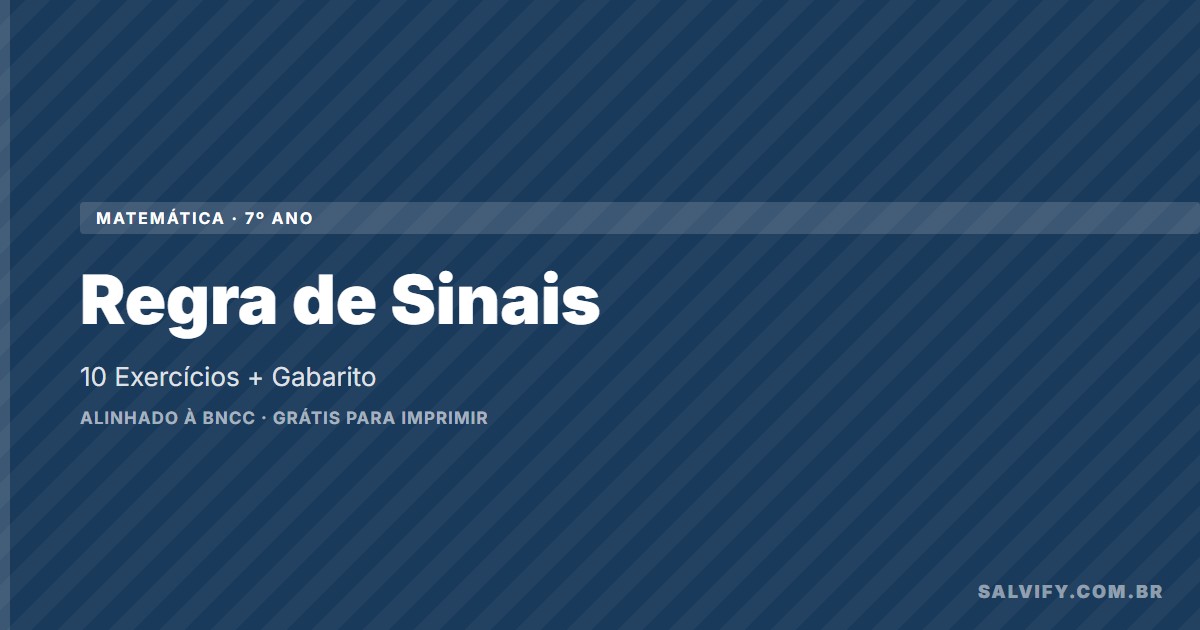 exercícios de regra de sinais 7º ano