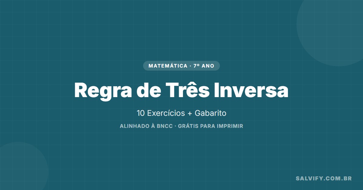 capa do artigo exercícios de regra de três inversa 7º ano