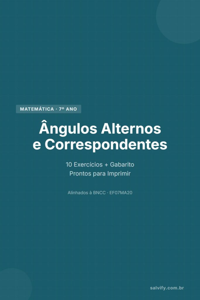 ângulos alternos e correspondentes 7º ano pinterest exercícios matemática
