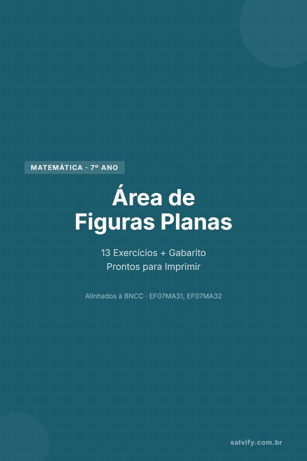 13 Exercícios de Matemática Sobre Área De Figuras Planas 7º Ano