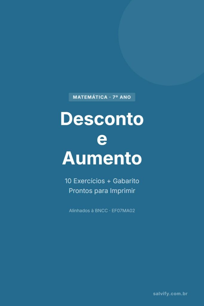 desconto e aumento 7º ano pinterest exercícios matemática