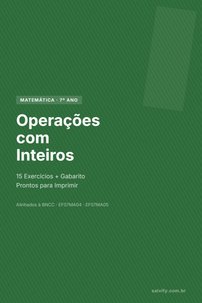 operações com inteiros 7º ano pinterest exercícios matemática