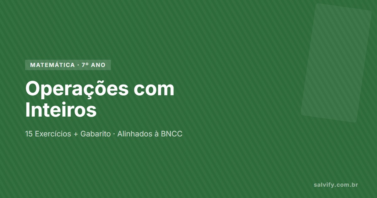 operações com inteiros 7º ano