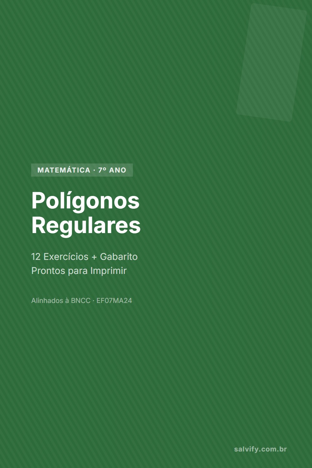 12 Exercícios Polígonos Regulares De Matemática 7º Ano + Gabarito