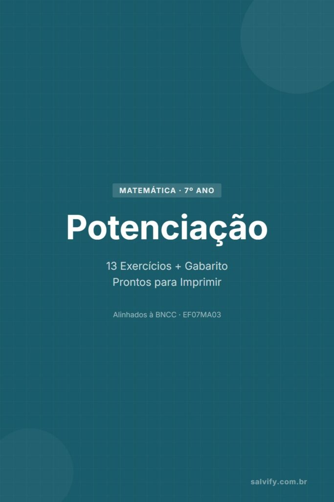 potenciação 7º ano pinterest exercícios matemática
