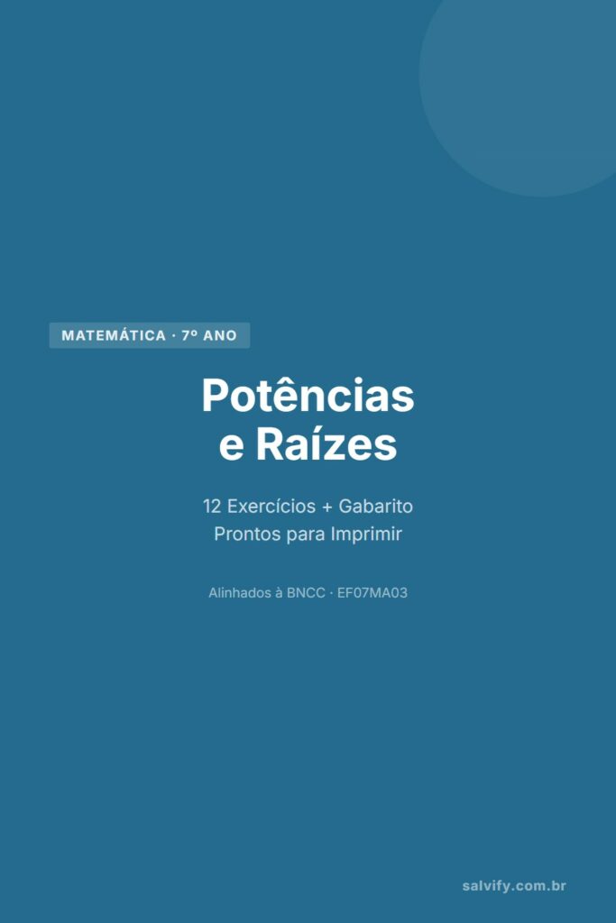 potências e raízes 7º ano pinterest exercícios matemática