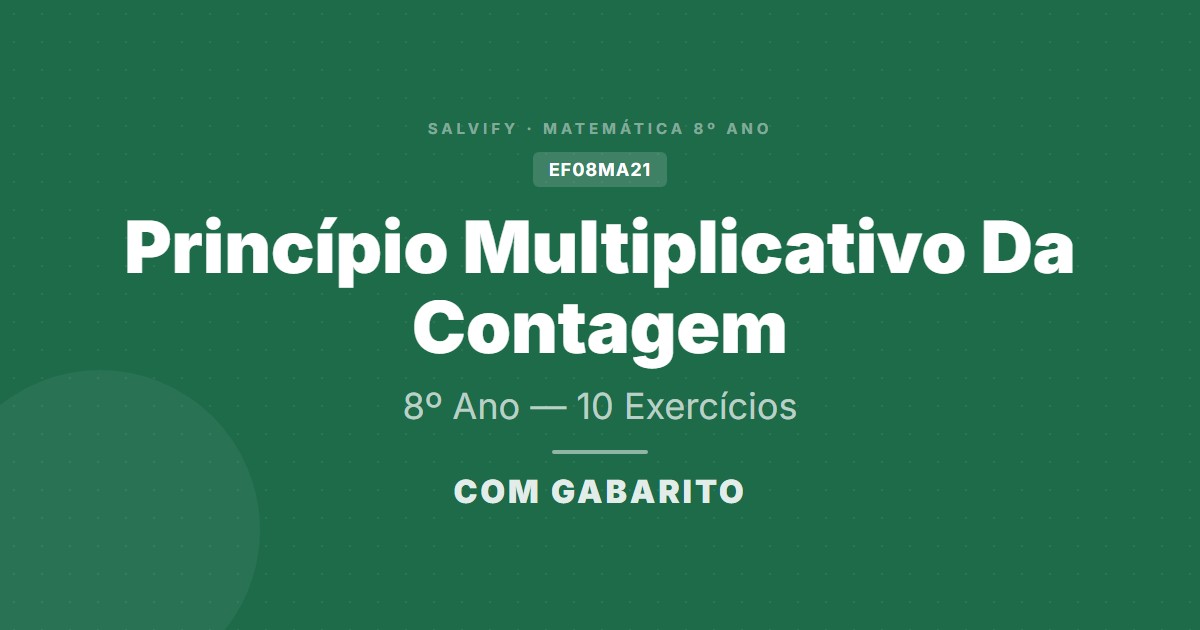 exercícios princípio multiplicativo da contagem 8º ano