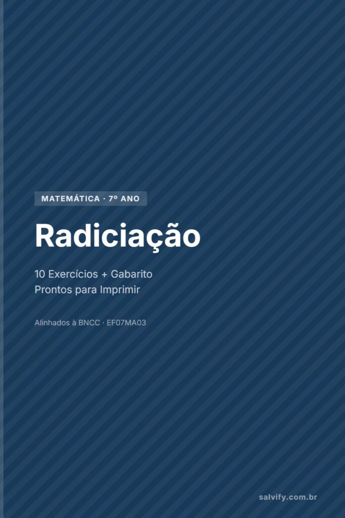radiciação 7º ano pinterest exercícios matemática