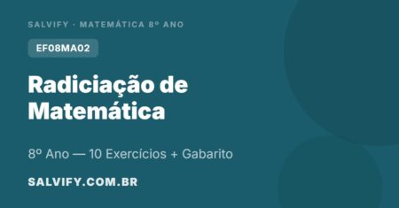 10 Exercícios de Radiciação Matemática 8° Ano para Imprimir