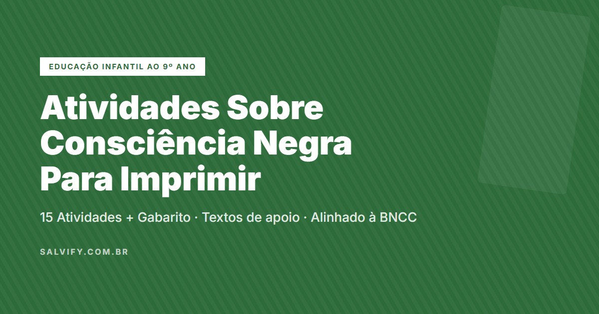 atividades sobre consciência negra